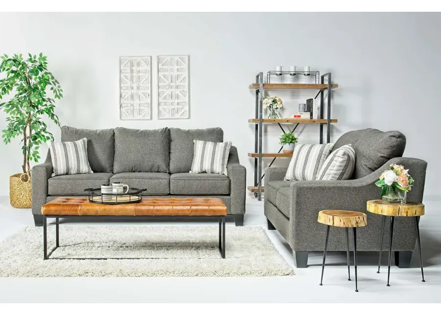 Lucy Sofa & Loveseat in Splash Charcoal