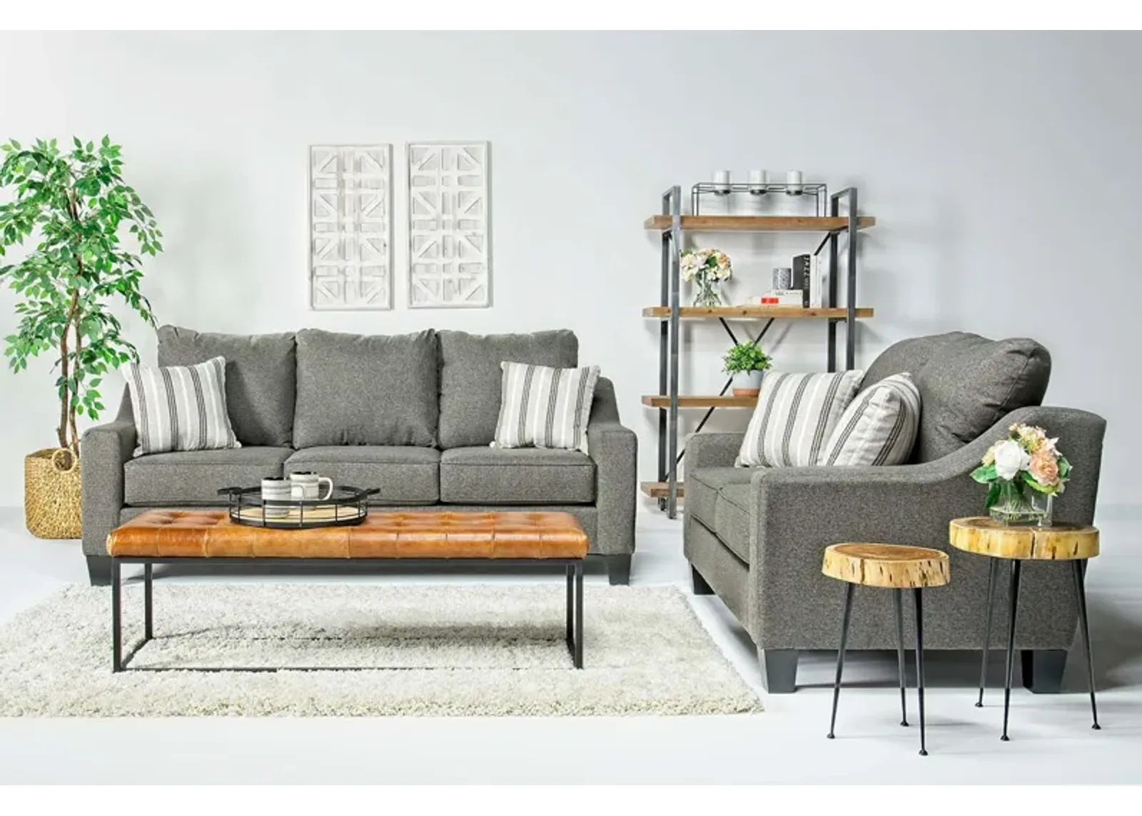 Lucy Sofa & Loveseat in Splash Charcoal