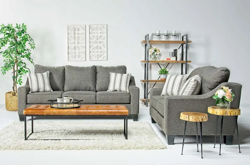 Lucy Sofa & Loveseat in Splash Charcoal