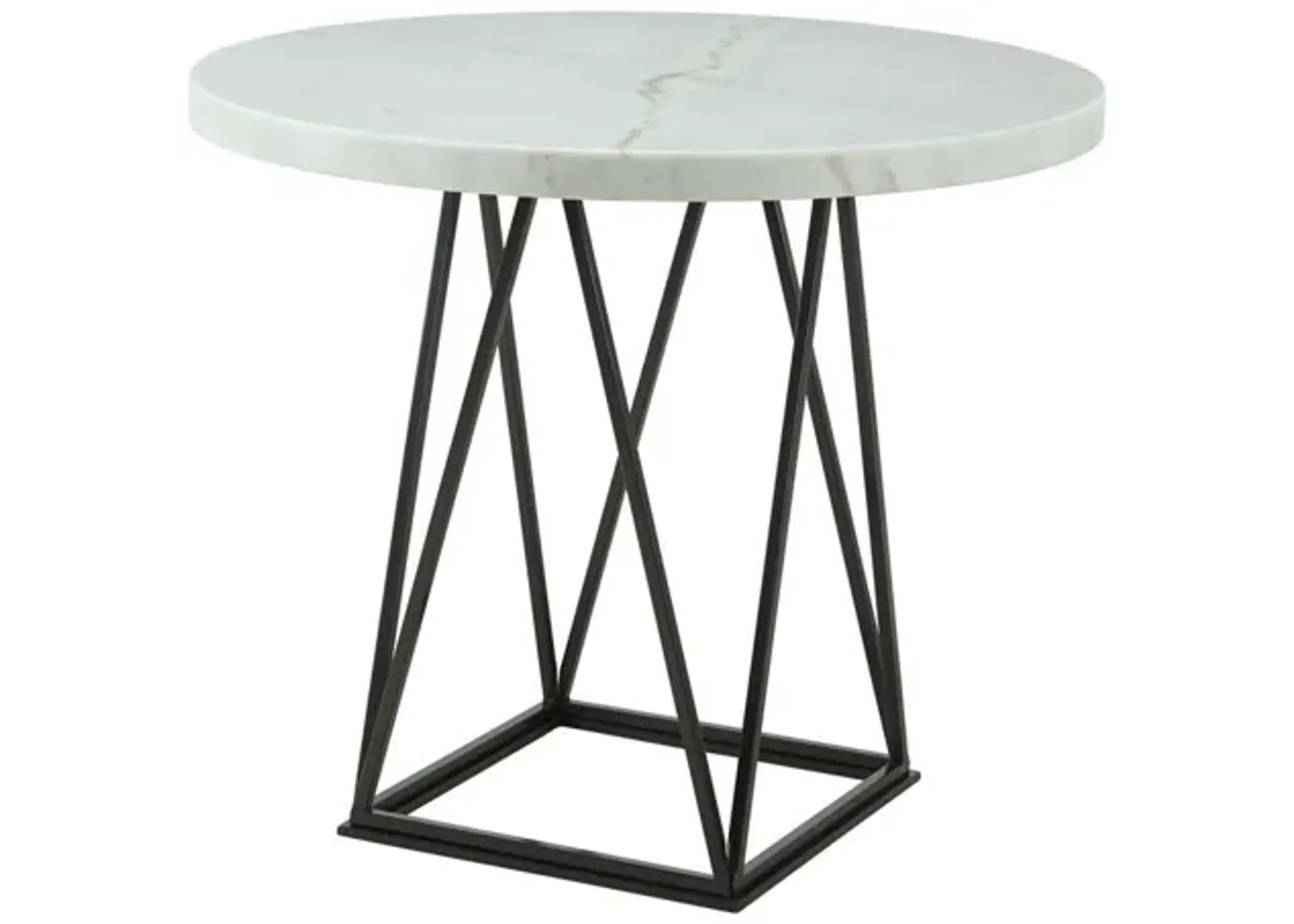 Riko Round Counter Height Dining Table in White & Gun Metal