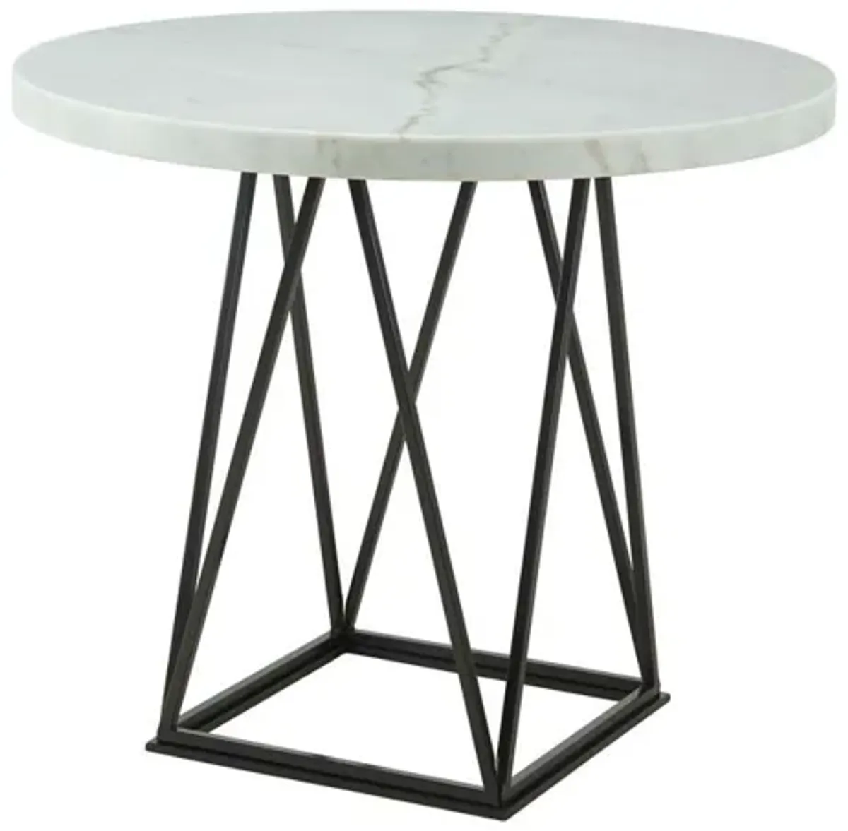 Riko Round Counter Height Dining Table in White & Gun Metal