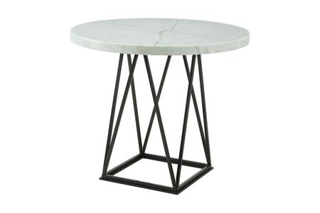 Riko Round Counter Height Dining Table in White & Gun Metal