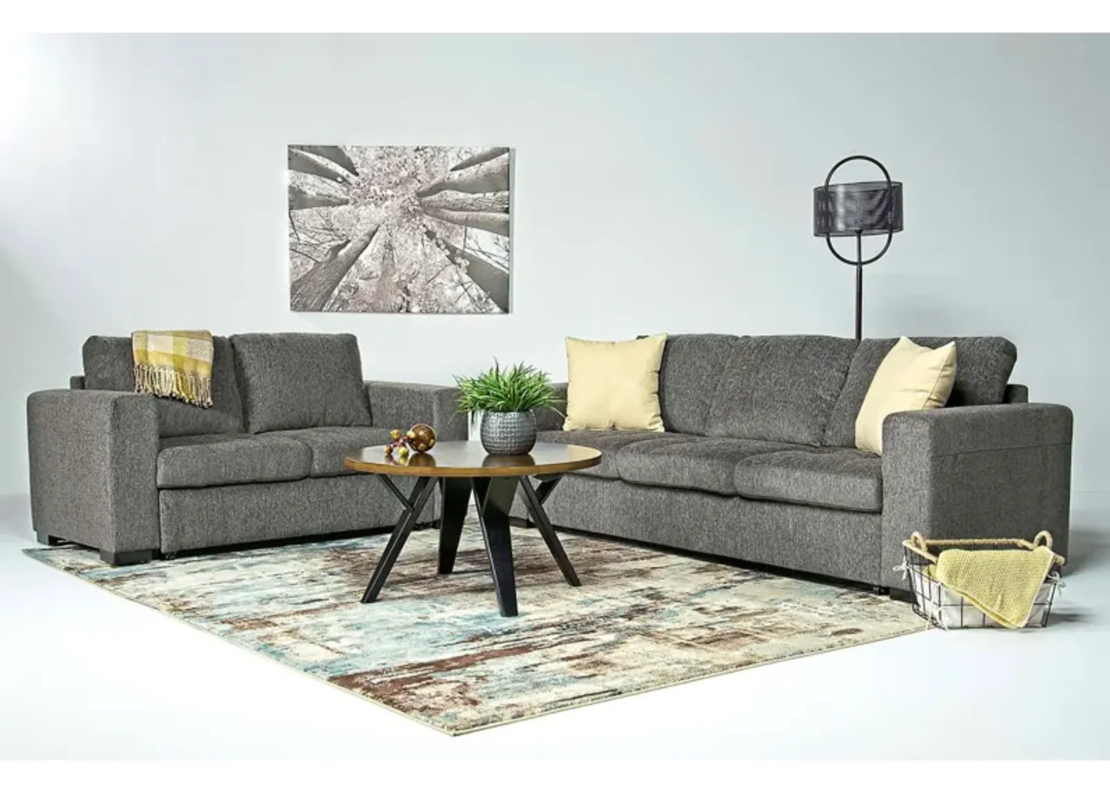 Claire Queen Pullout Sofa & Full Pullout Loveseat in Posh Smoke