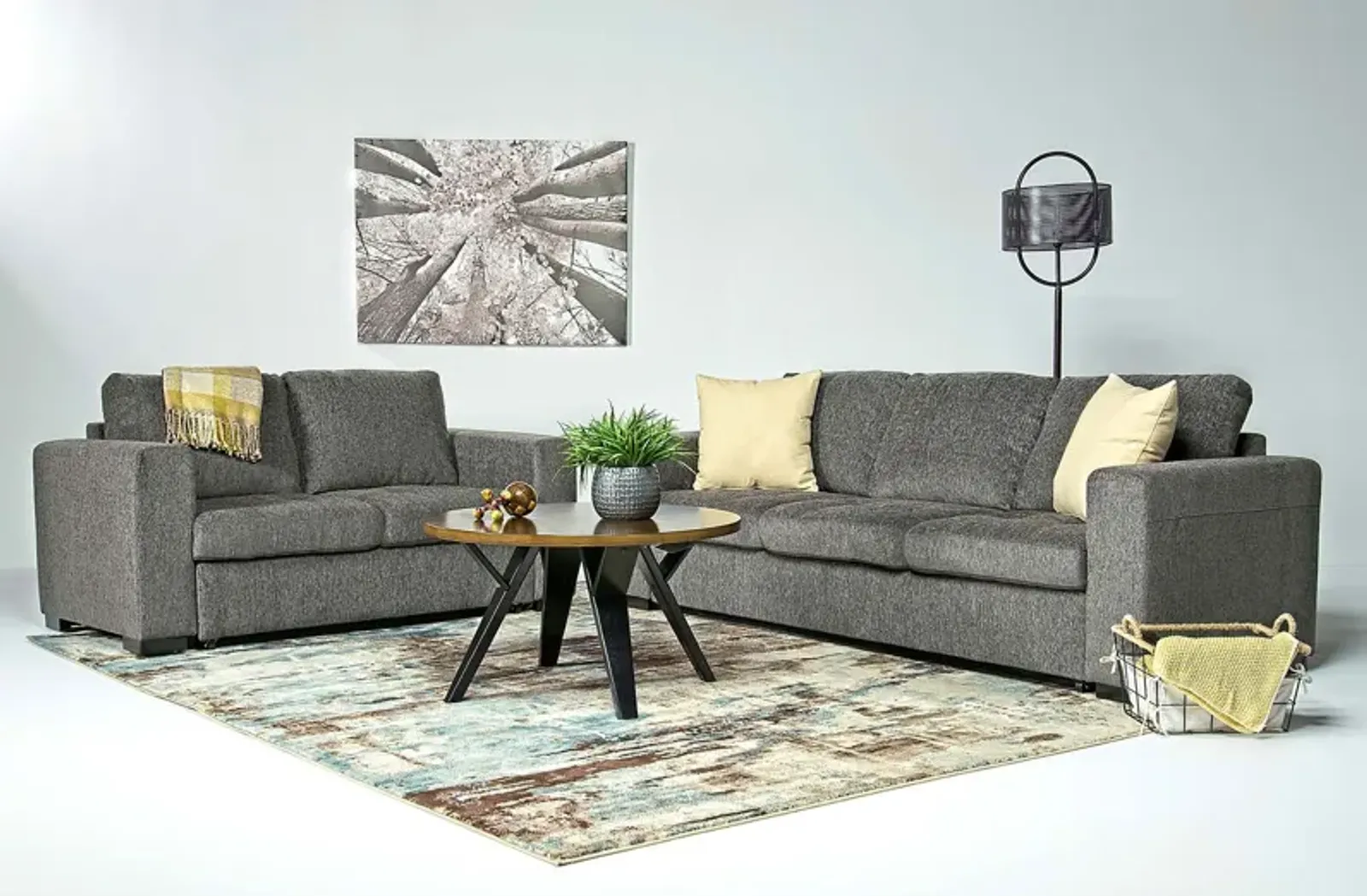 Claire Queen Pullout Sofa & Full Pullout Loveseat in Posh Smoke