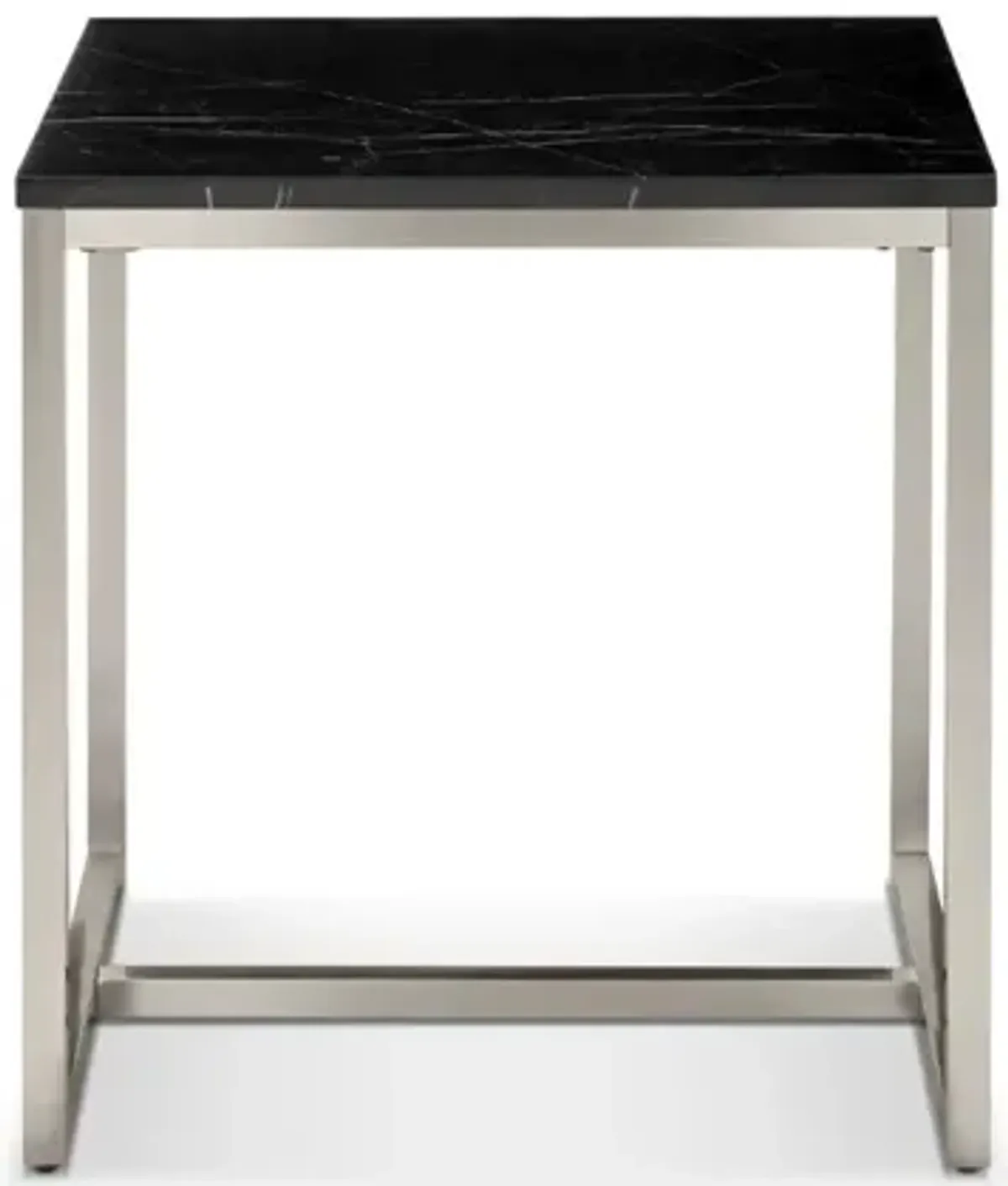 Kira End Table in Black/Brushed Nickel