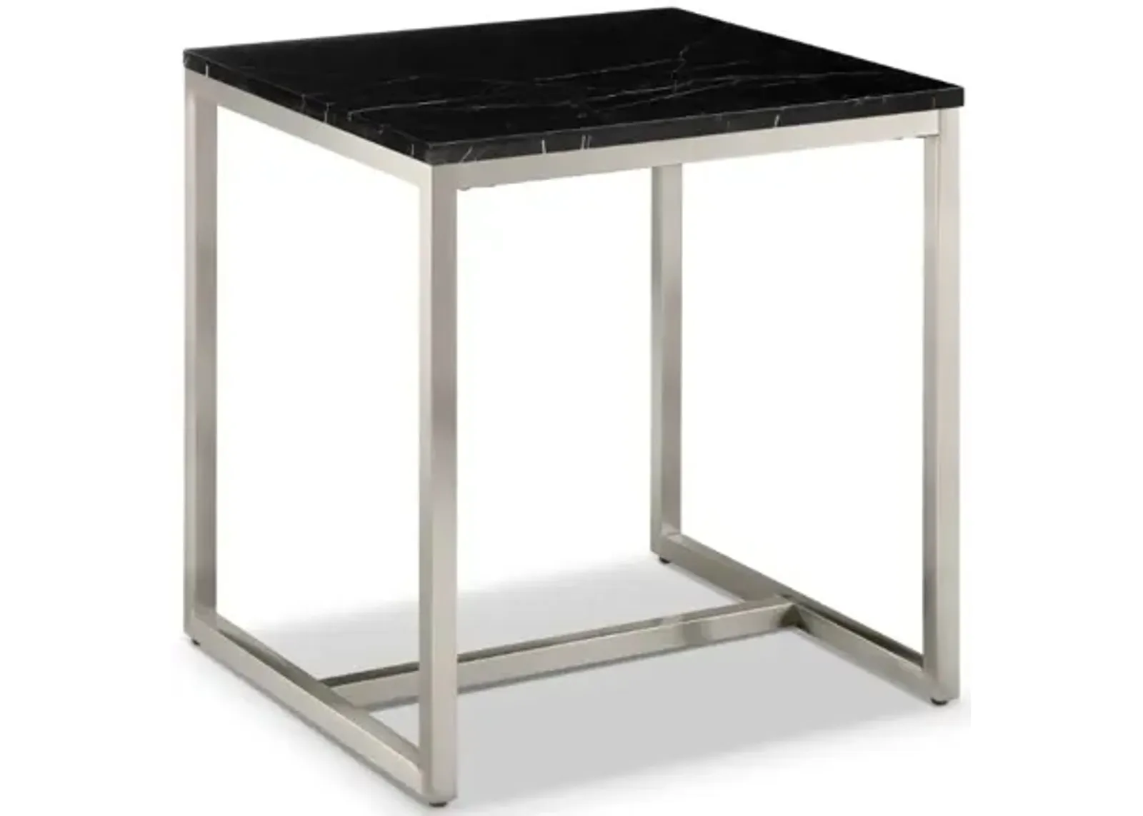 Kira End Table in Black/Brushed Nickel