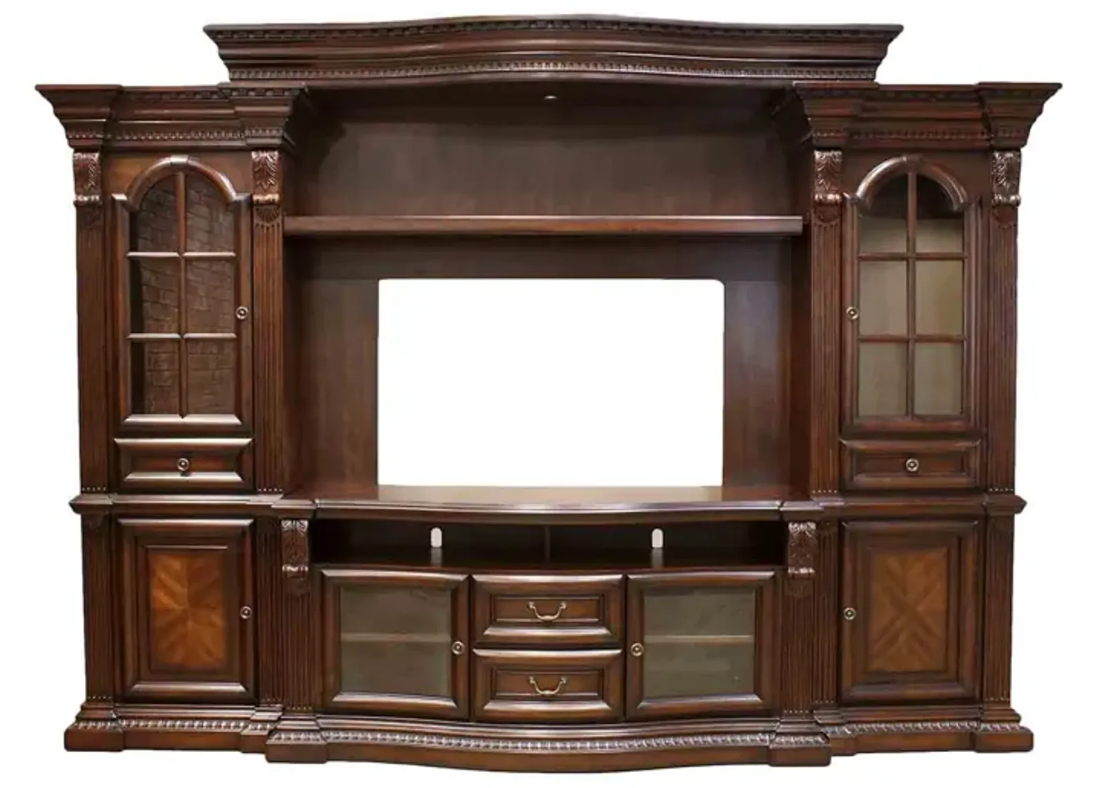 Bella 4 Piece Entertainment Center in Brown