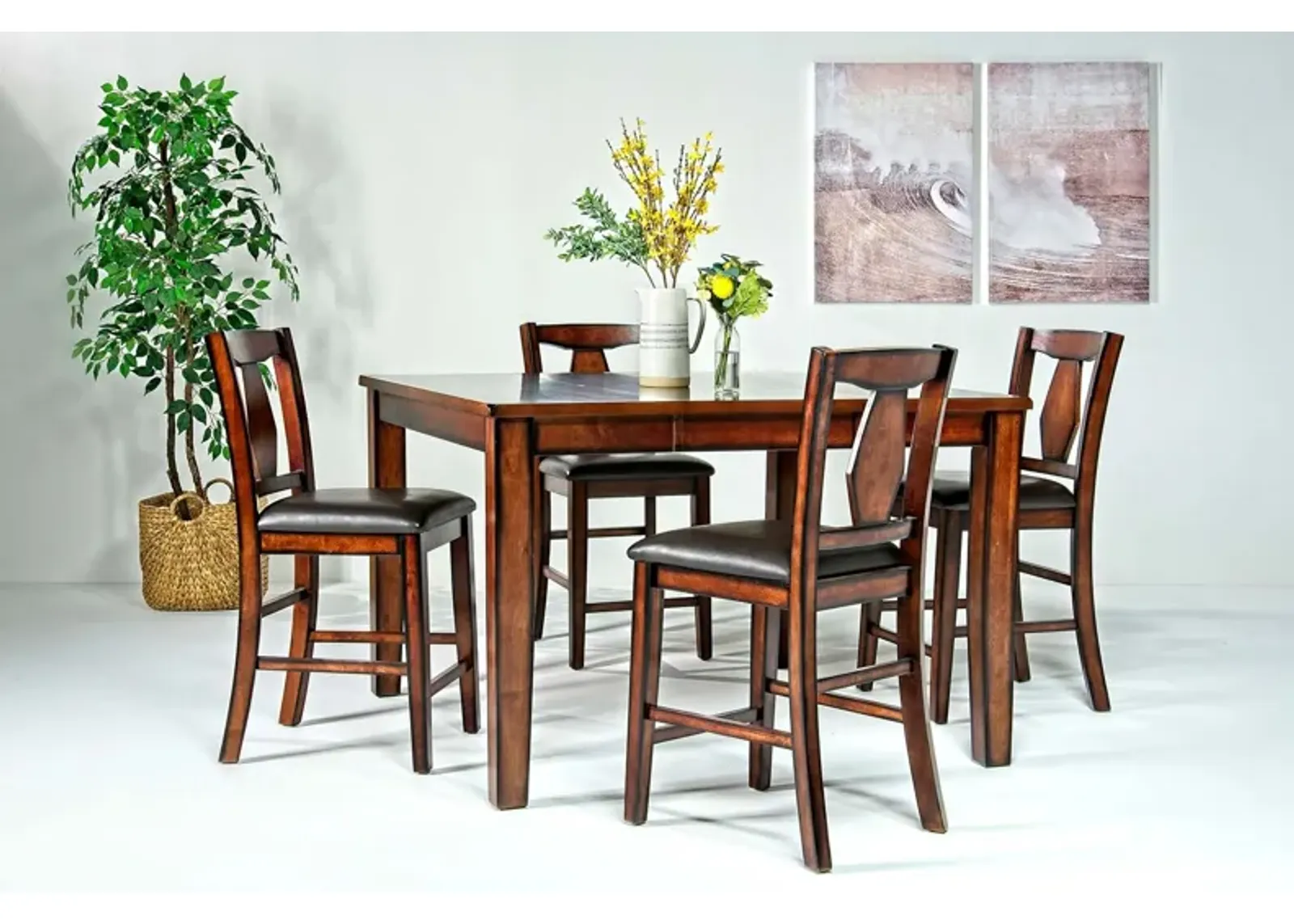 Napa Counter Height Extendable Dining Table & 4 Stools in Brown