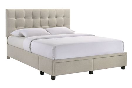 Pasadena Upholstered Bed w/ Storage in White, Queen