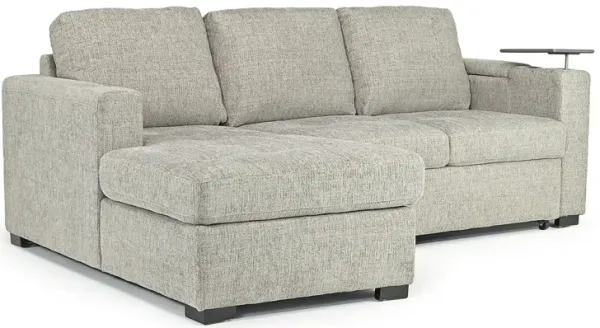 Luigi Full Pullout Sofa Chaise in Gray, Left Facing