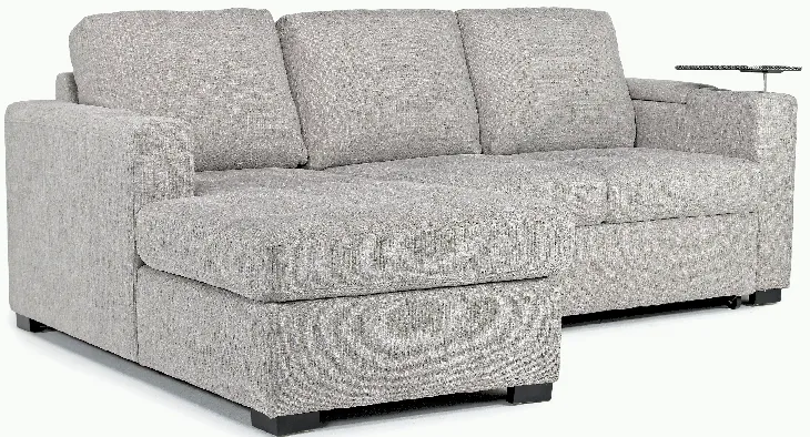 Luigi Full Pullout Sofa Chaise in Gray, Left Facing