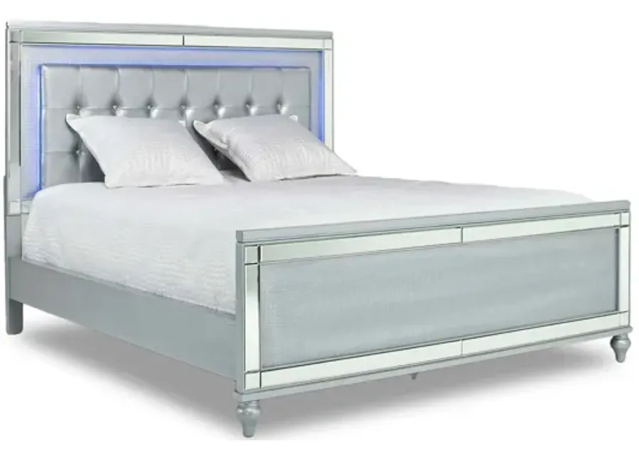 Valentino Panel Bed in Silver, Full