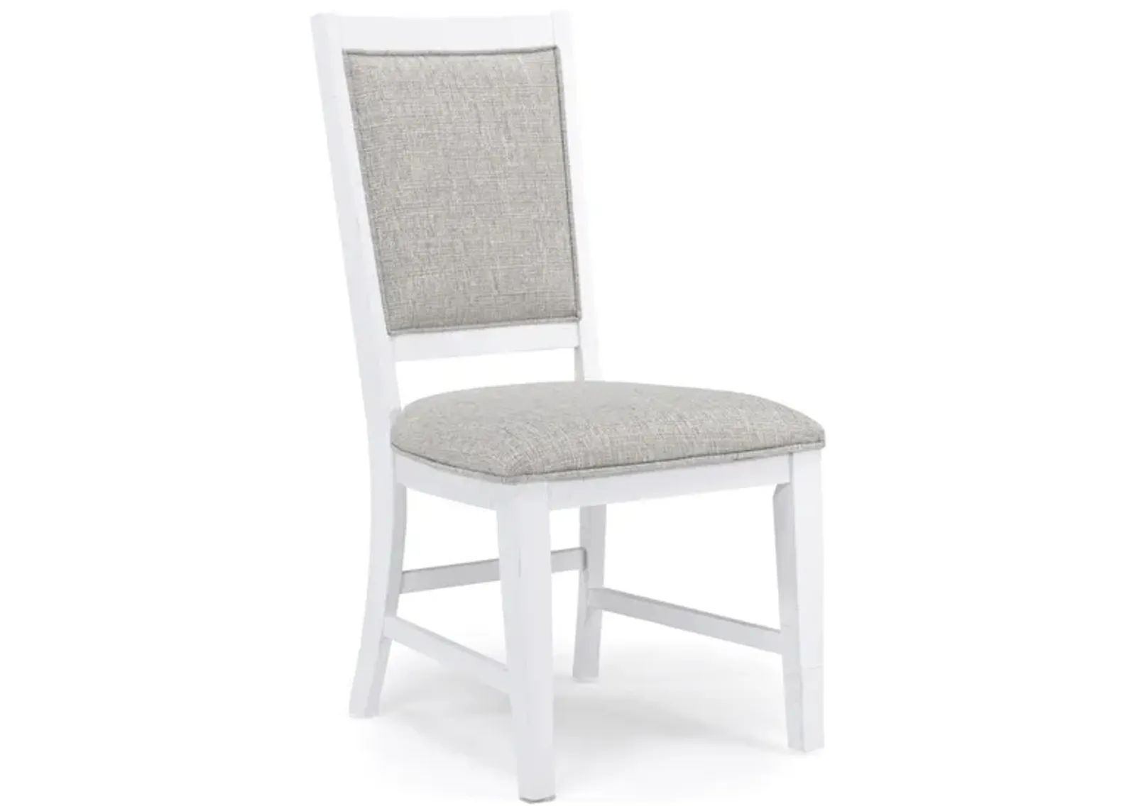 Bay Creek Side Chair in Chalk White, Upholstered V-back