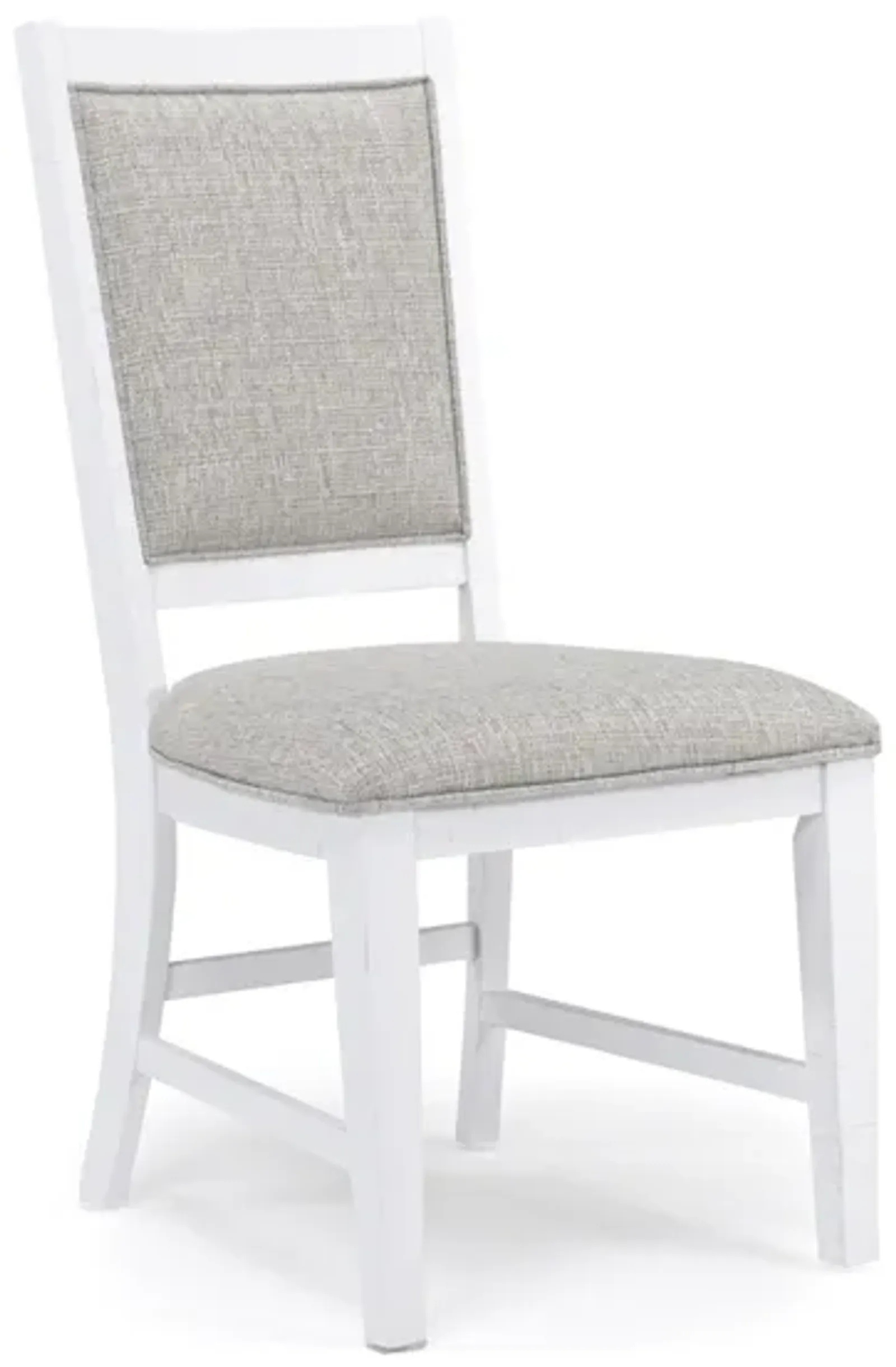 Bay Creek Side Chair in Chalk White, Upholstered V-back