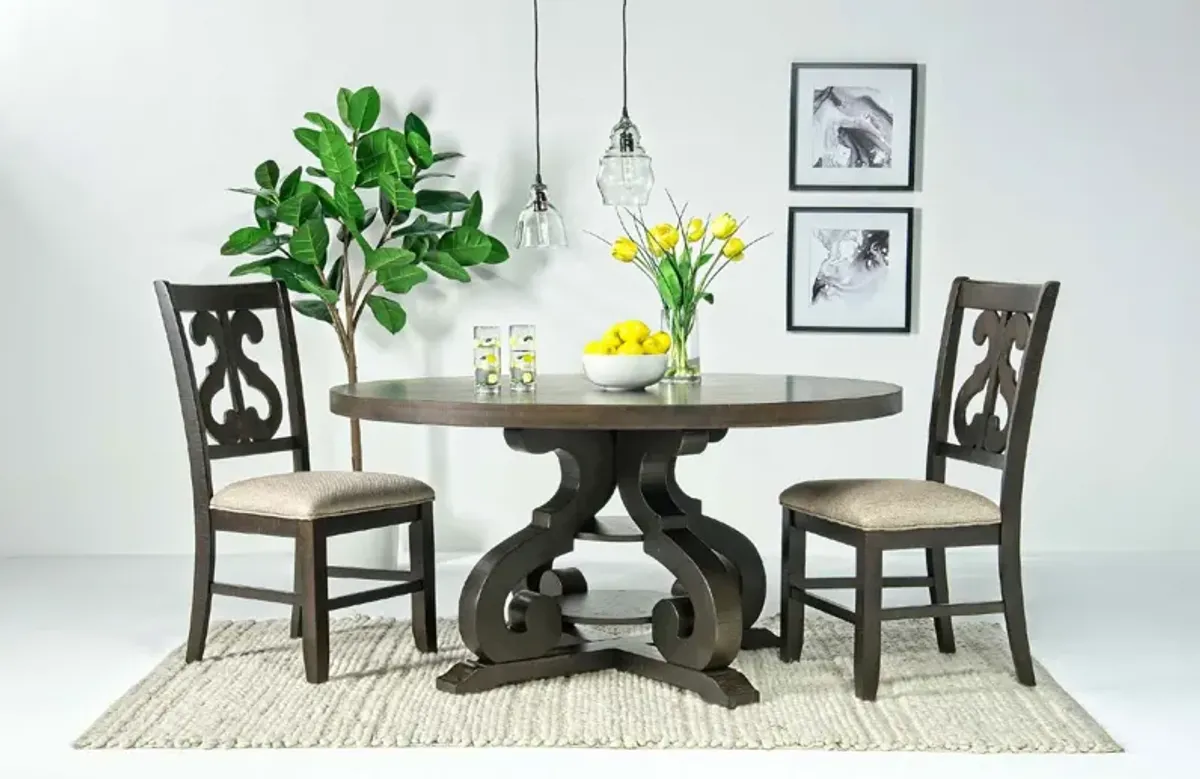 Stone Round Dining Table in Charcoal