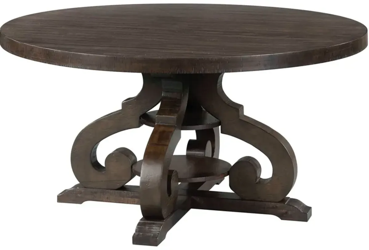 Stone Round Dining Table in Charcoal