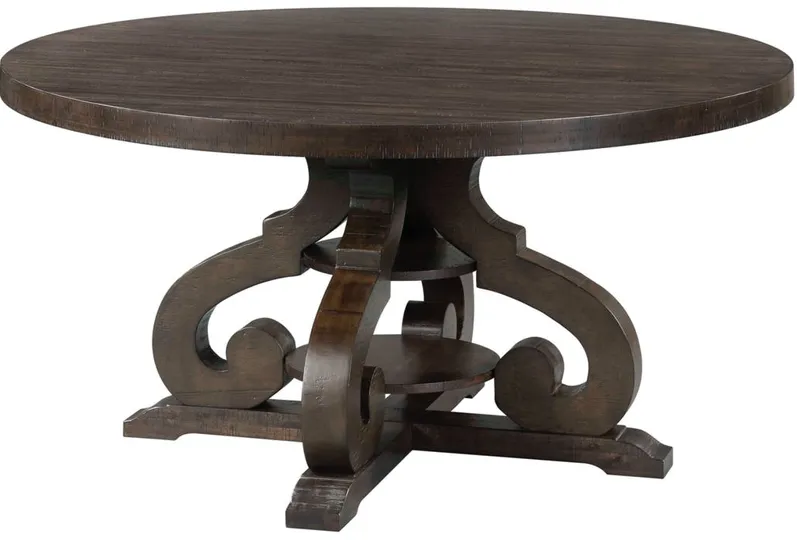 Stone Round Dining Table in Charcoal