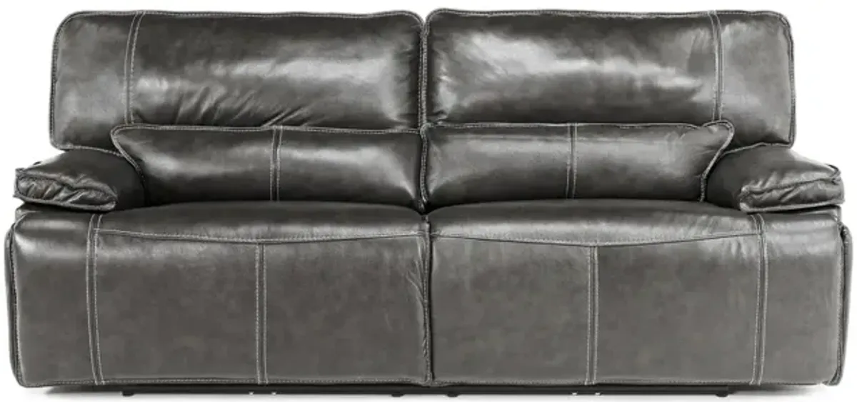 Sofia 3 Power Sofa in Gray Leather