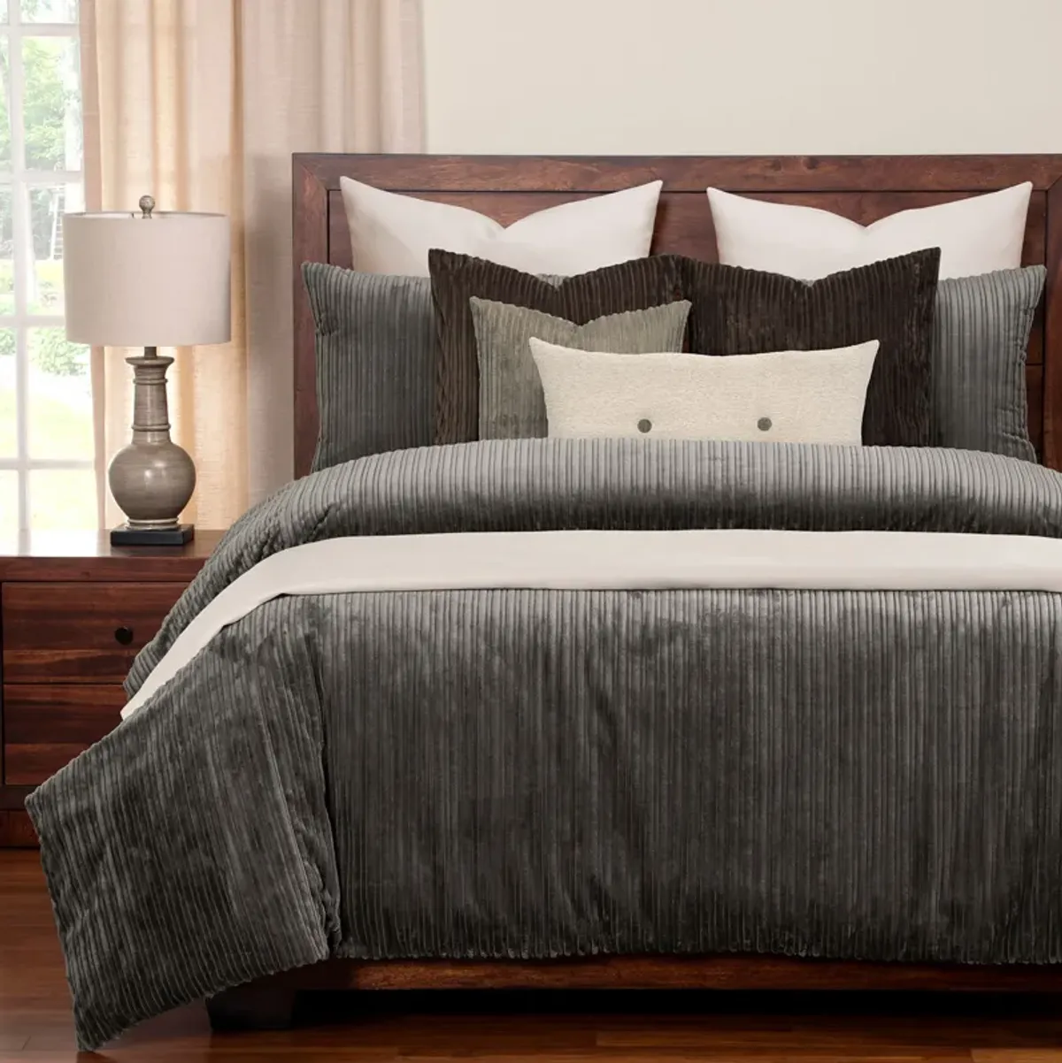 Downy Duvet Set in Storm Gray, 7 Piece, CA King