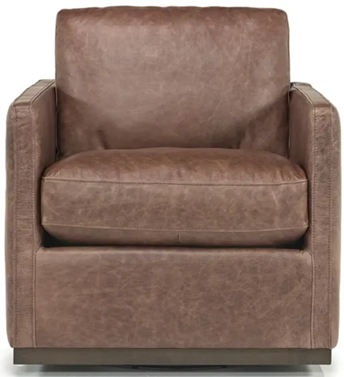 Flax Swivel Chair in Coffee Leather