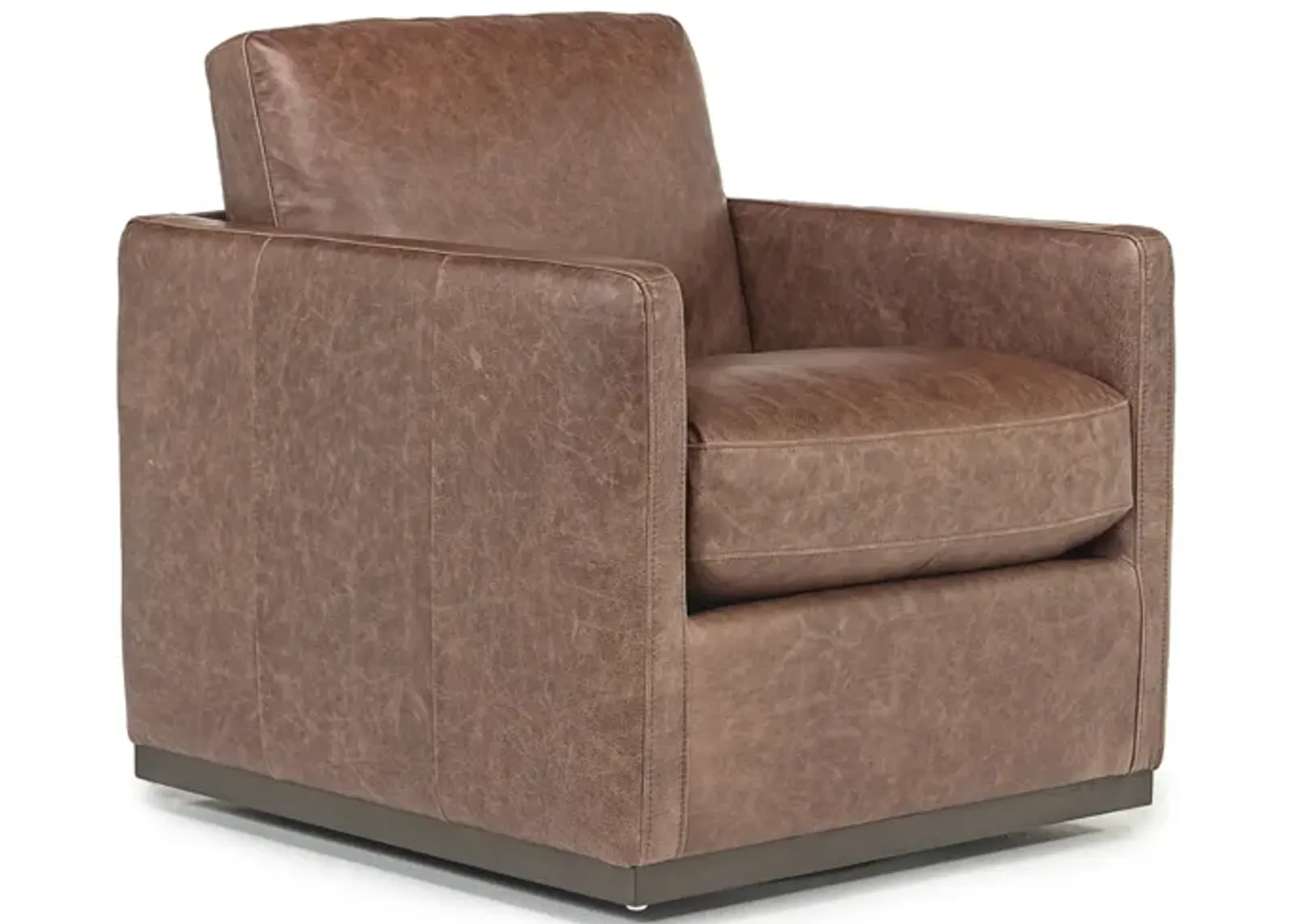 Flax Swivel Chair in Coffee Leather