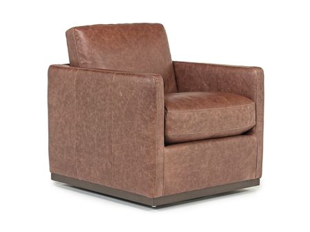 Flax Swivel Chair in Coffee Leather