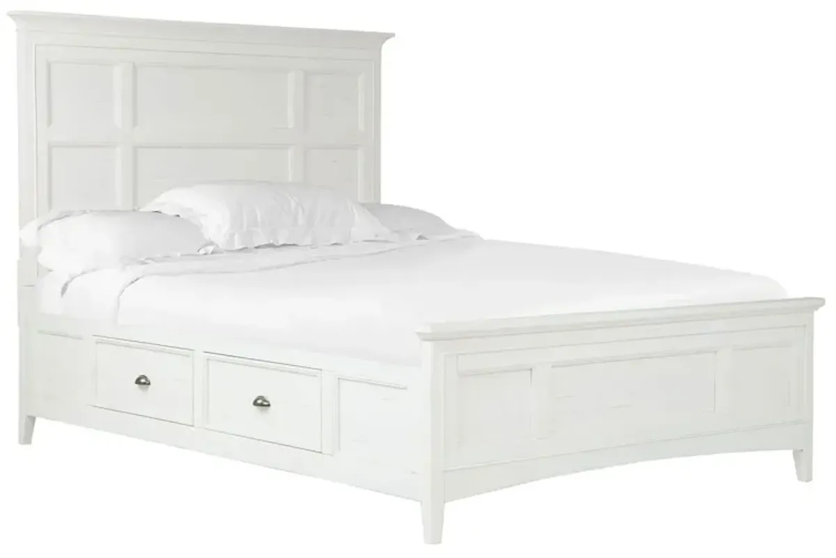 Bay Creek Panel Bed w/ Storage in White, Queen