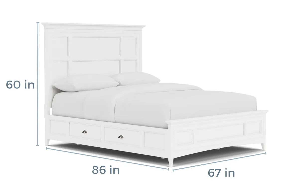 Bay Creek Panel Bed w/ Storage in White, Queen