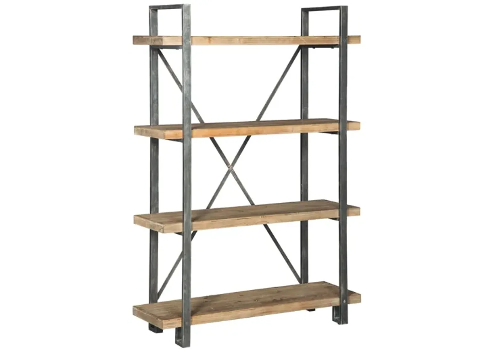 Forestmin Tall Bookcase in Natural Wood & Gray Metal