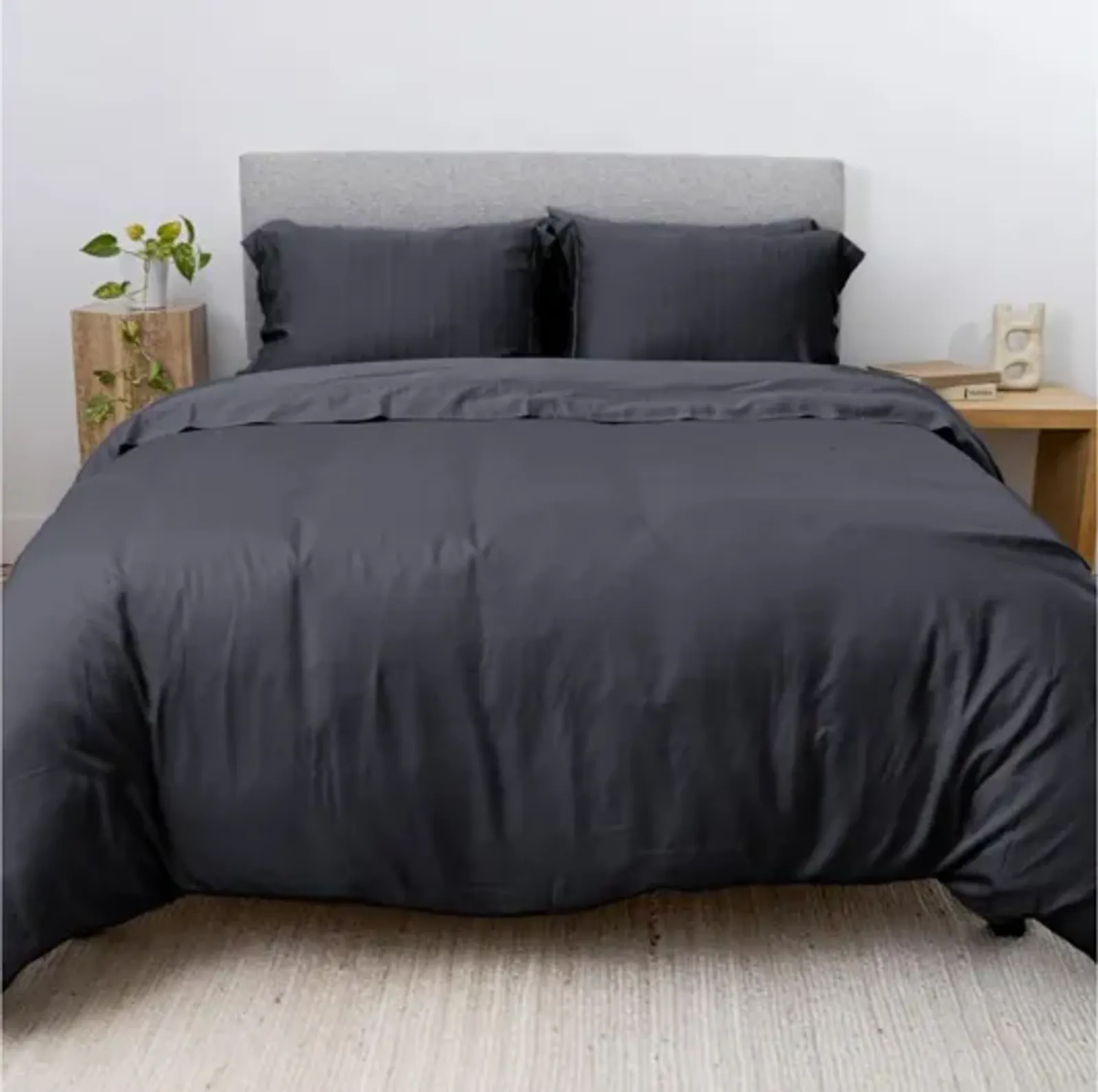 Iced Duvet Coverlet in Charcoal, Queen