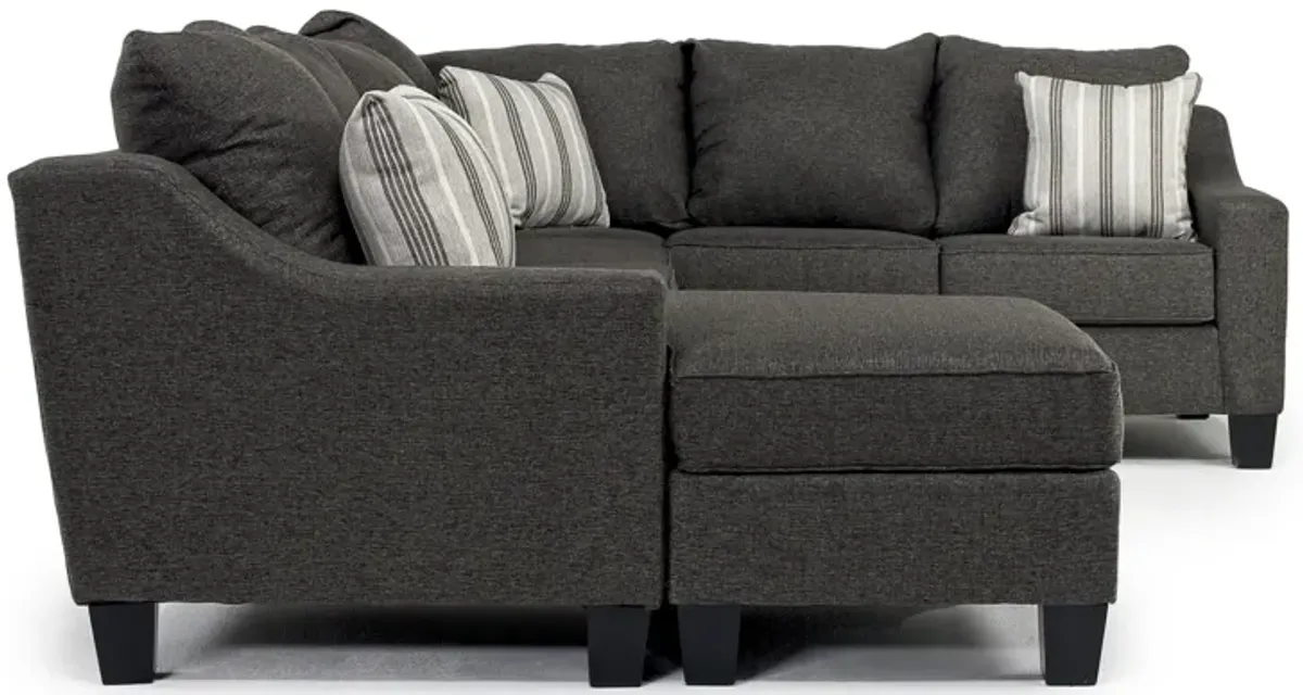 Lucy Tux Sofa Chaise Sectional in Splash Charcoal, Left Facing