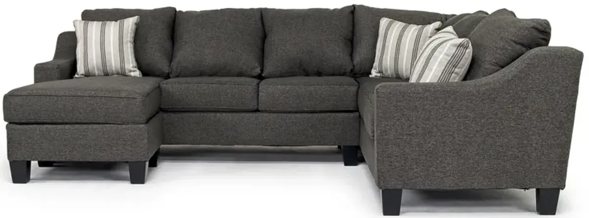 Lucy Tux Sofa Chaise Sectional in Splash Charcoal, Left Facing