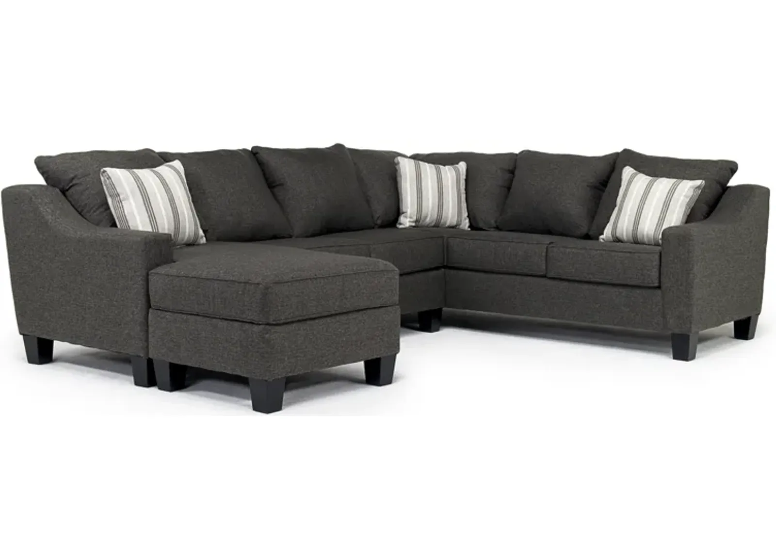 Lucy Tux Sofa Chaise Sectional in Splash Charcoal, Left Facing