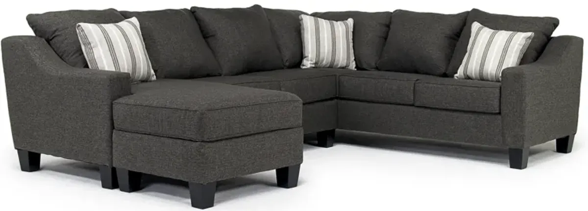 Lucy Tux Sofa Chaise Sectional in Splash Charcoal, Left Facing