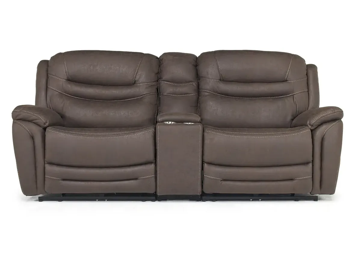 Splash 2 Power Console Loveseat in Brown