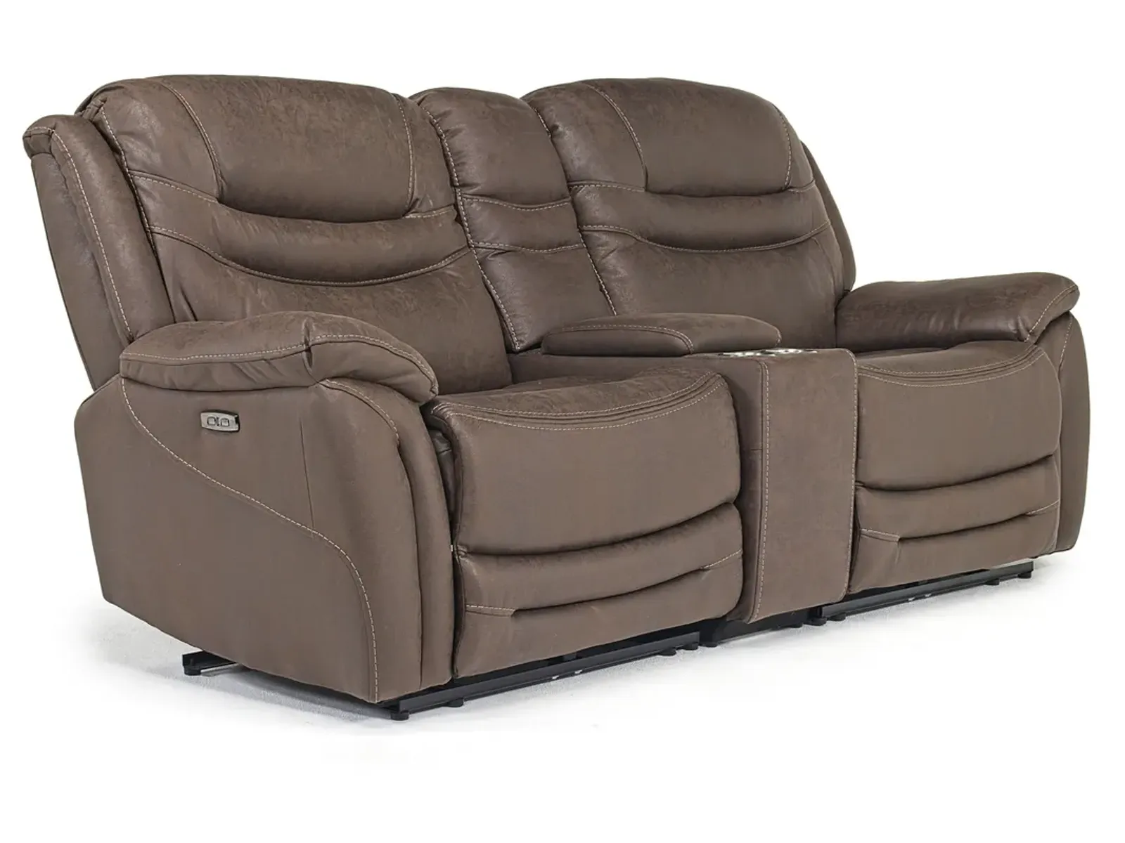 Splash 2 Power Console Loveseat in Brown