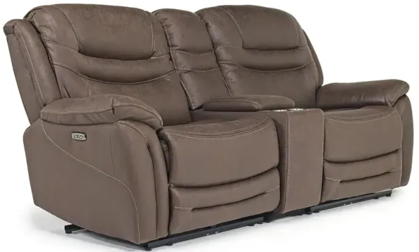 Splash 2 Power Console Loveseat in Brown