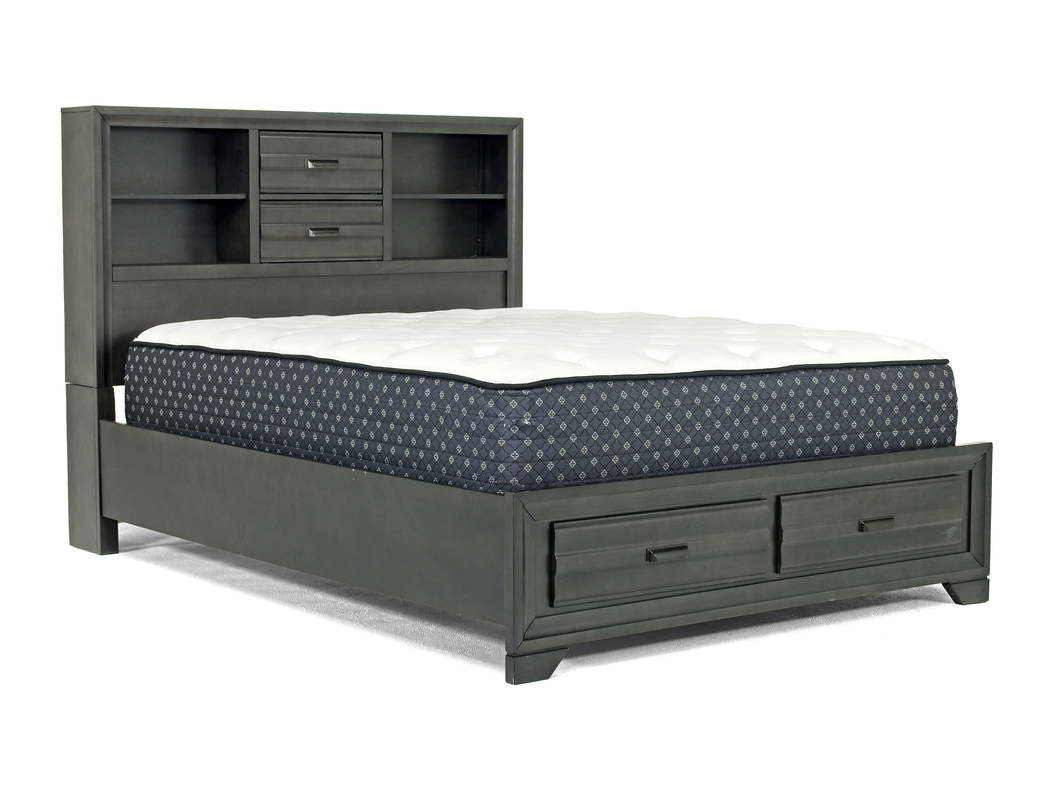 Andes Bookcase Bed w/ Storage in Charcoal, Queen