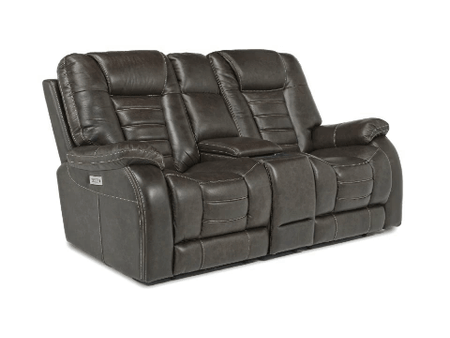 Malibu 3 Power Console Loveseat w/ Wireless Charger in Chocolate Leather