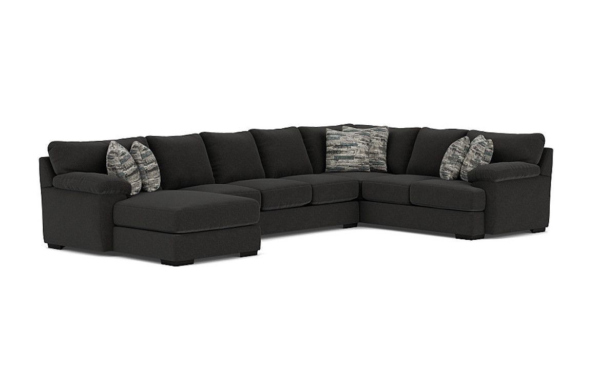 Bermuda Tux Sofa Chaise Sectional in Cooper Sterling, Left Facing, Down