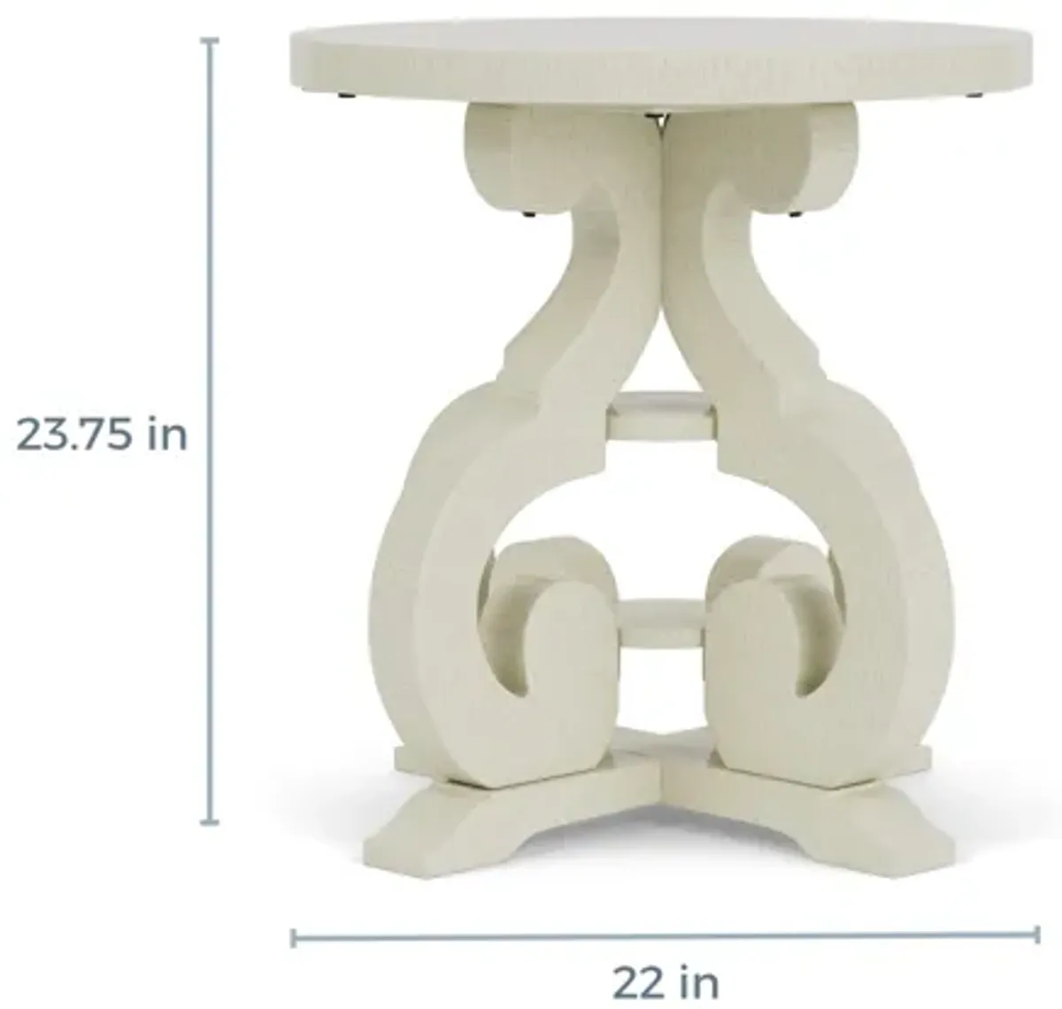 Stone Round End Table in White