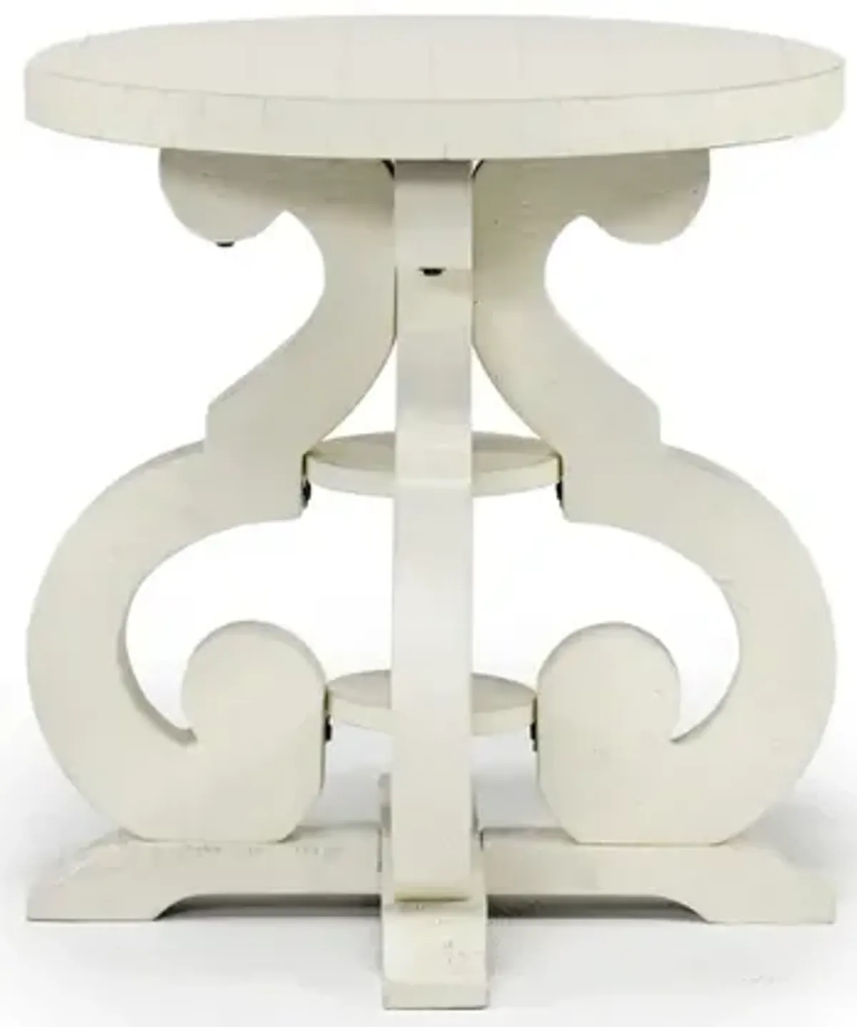 Stone Round End Table in White