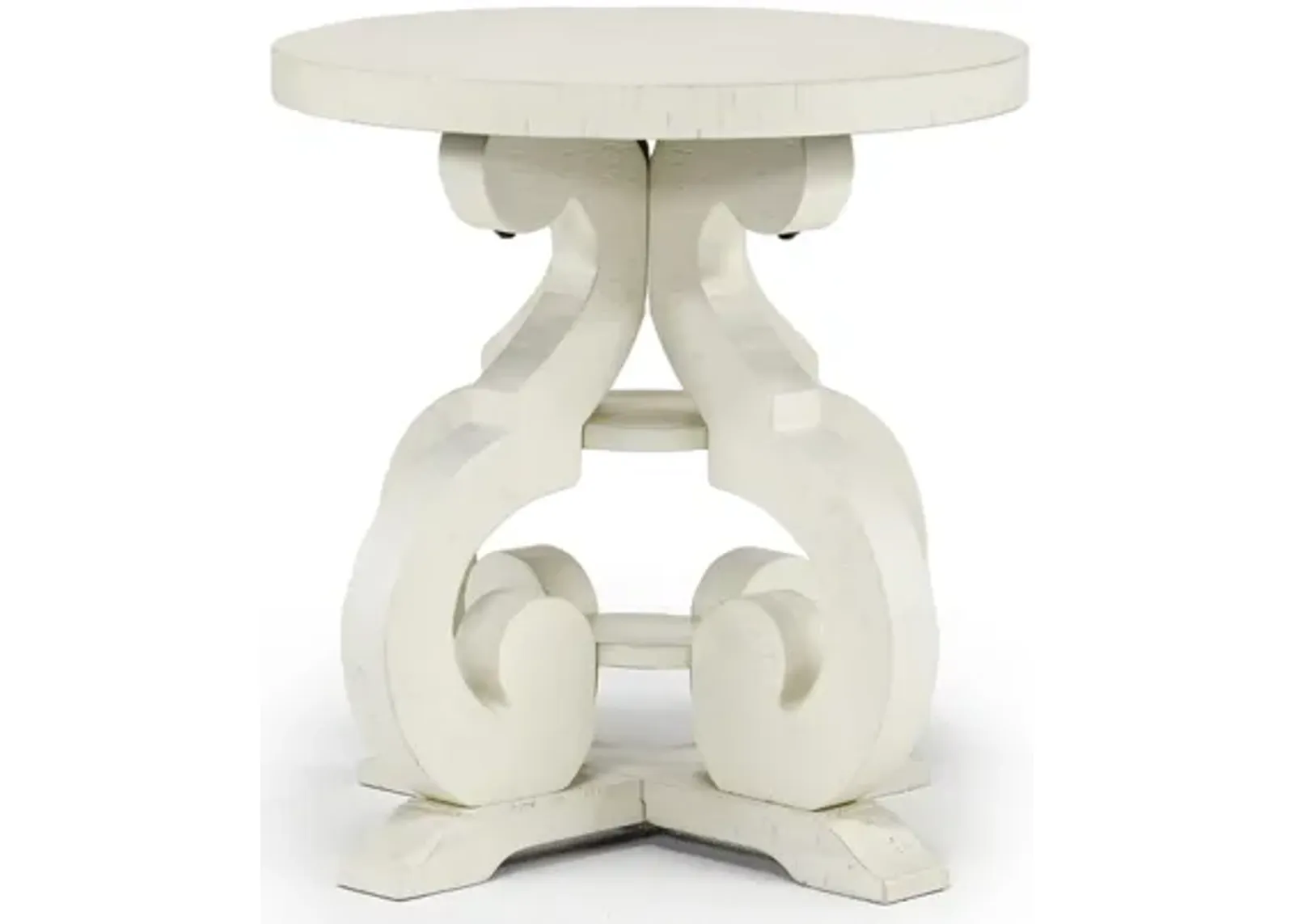 Stone Round End Table in White