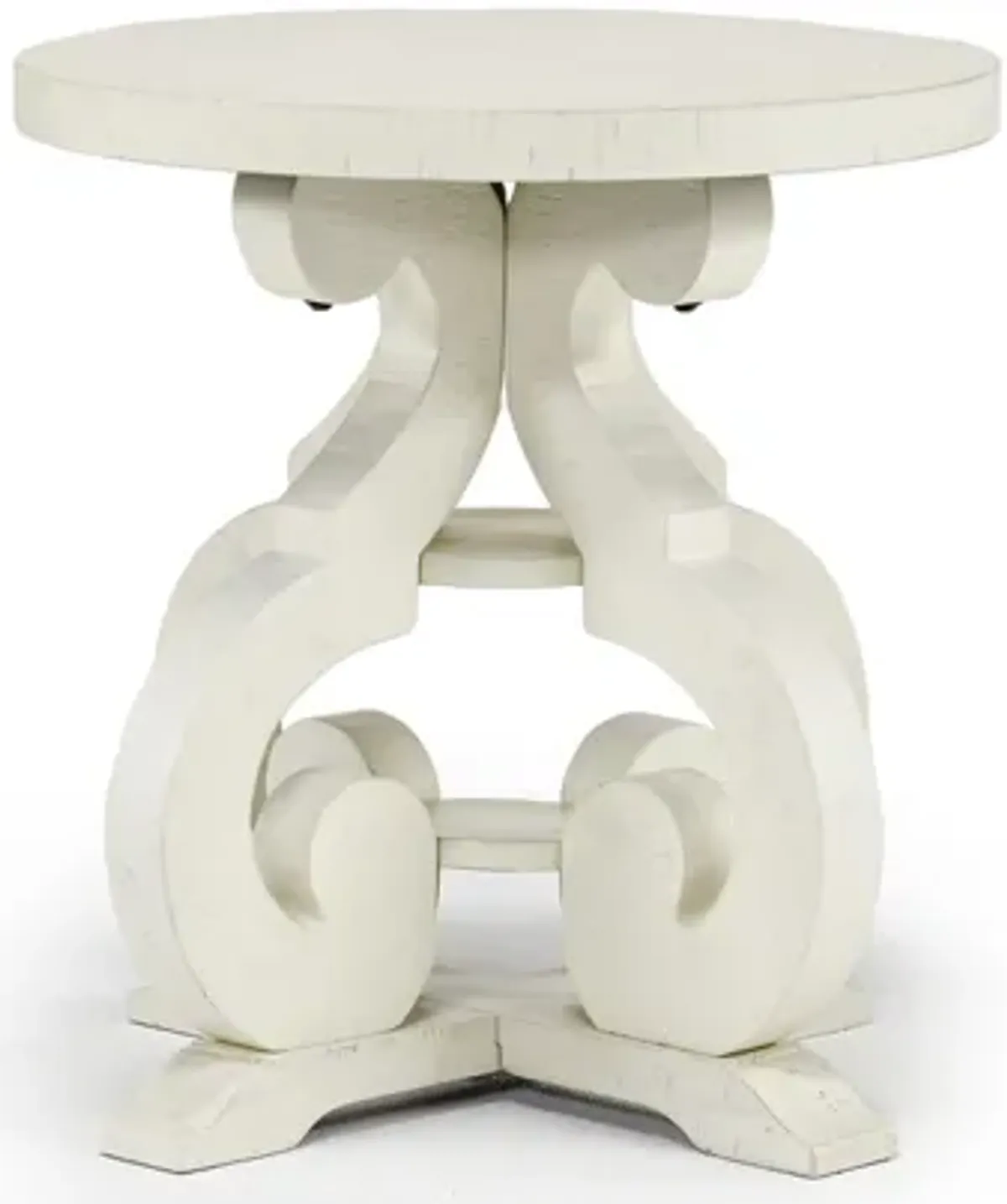 Stone Round End Table in White