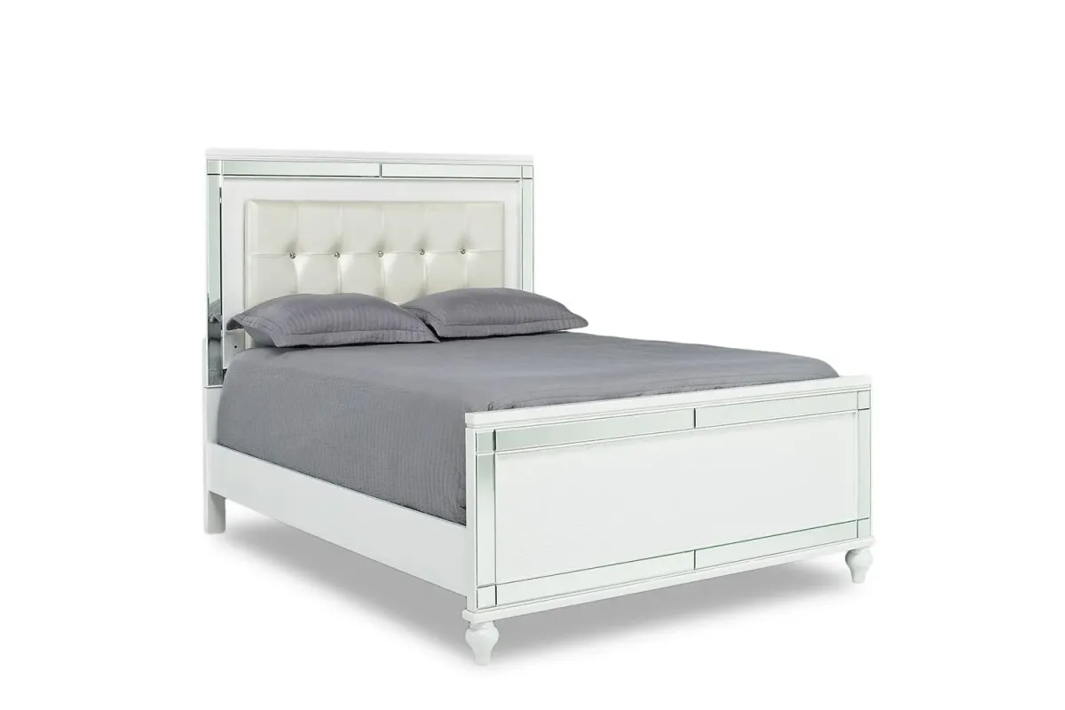Valentino Panel Bed in White, Eastern King