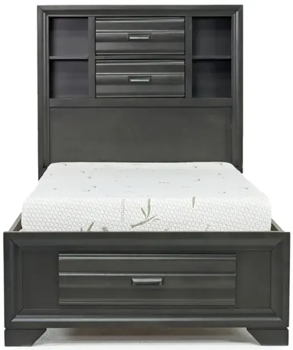 Andes Bookcase Bed w/ Storage in Charcoal, Twin