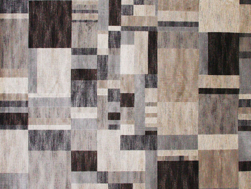 Sonoma Rug in Ivory & Gray Layered Squares, 5 x 8