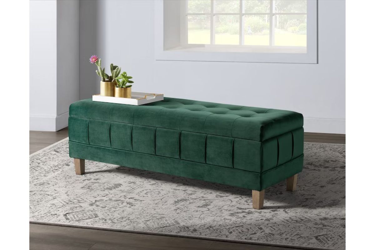 Crosby Storage Bench in Evergreen