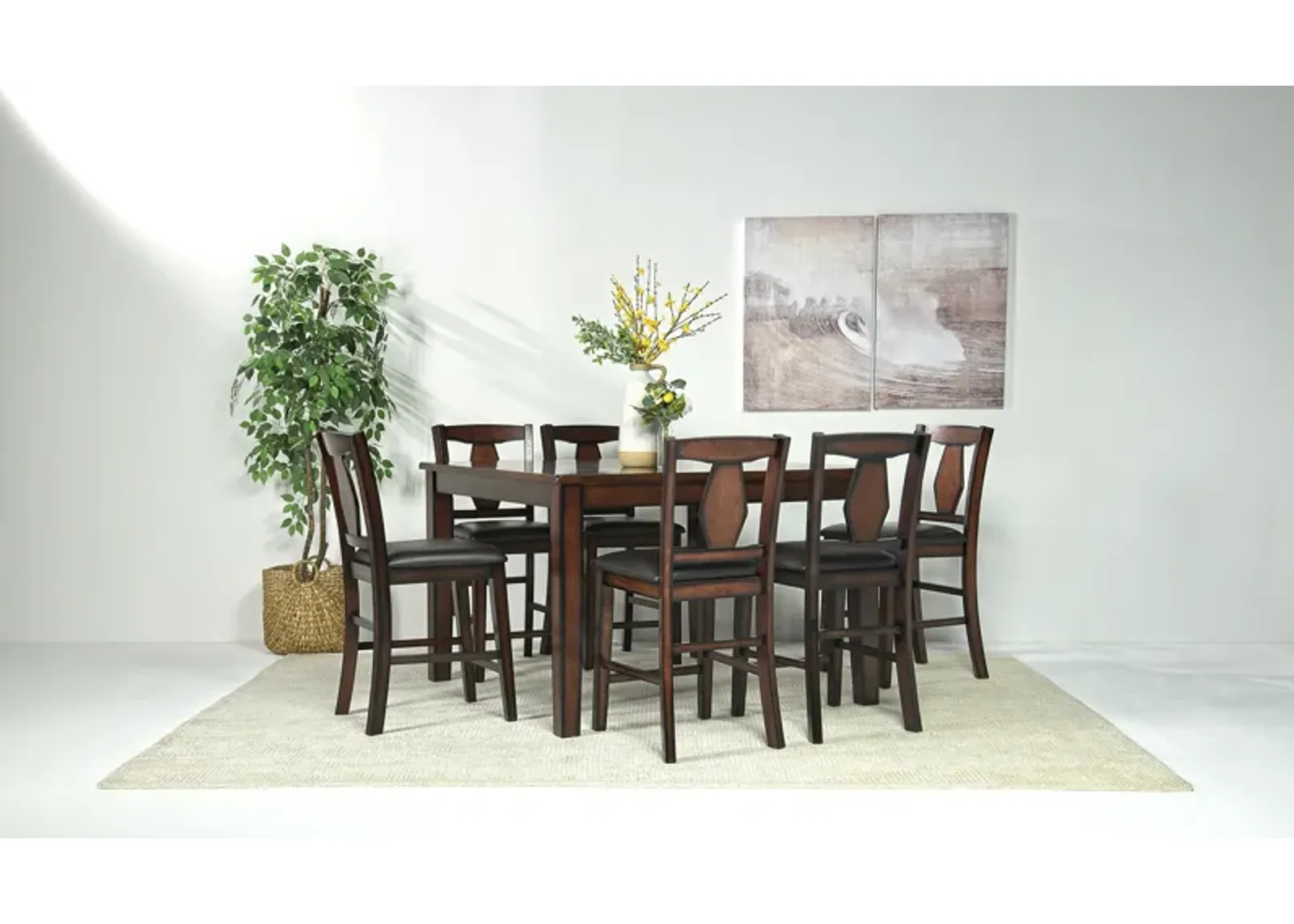 Napa Counter Height Extendable Dining Table & 6 Stools in Brown