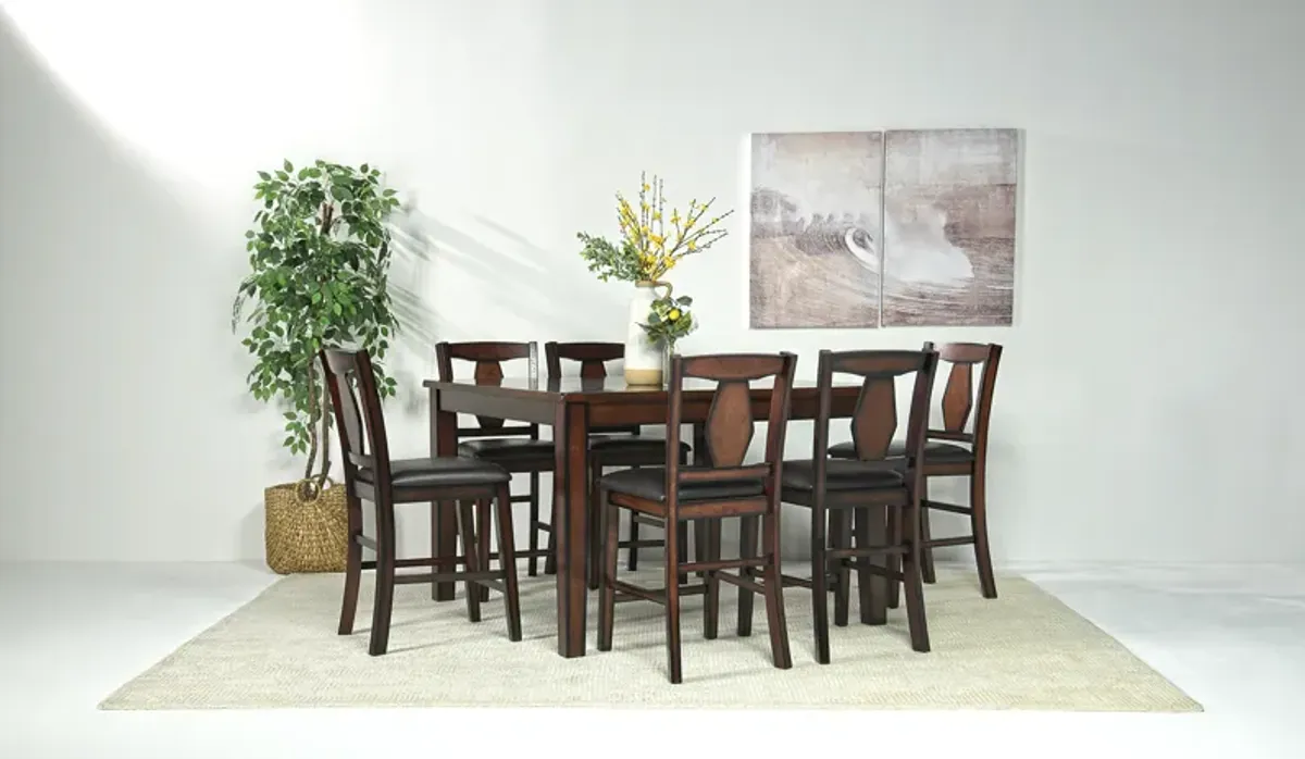 Napa Counter Height Extendable Dining Table & 6 Stools in Brown